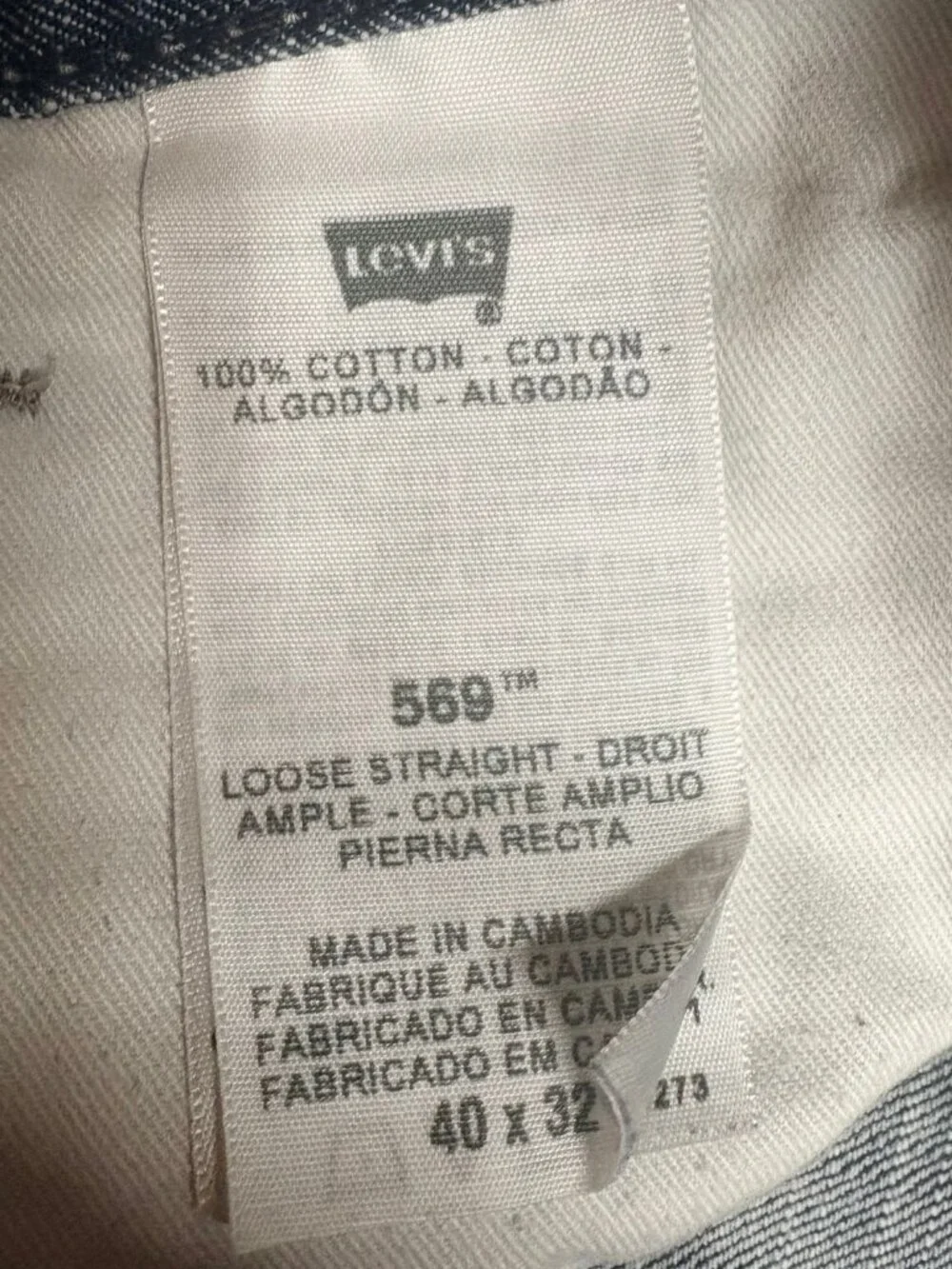 Levi's 569 Loose Straight Jeans 40x32 Light Blue Flap Pocket Y2K